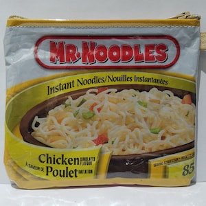 Pochette zippée recyclée MR.NOODLES, sac zippé recyclé, porte-monnaie, trousse à maquillage, porte-cartes, pilulier, organiseur, livraison gratuite au Canada