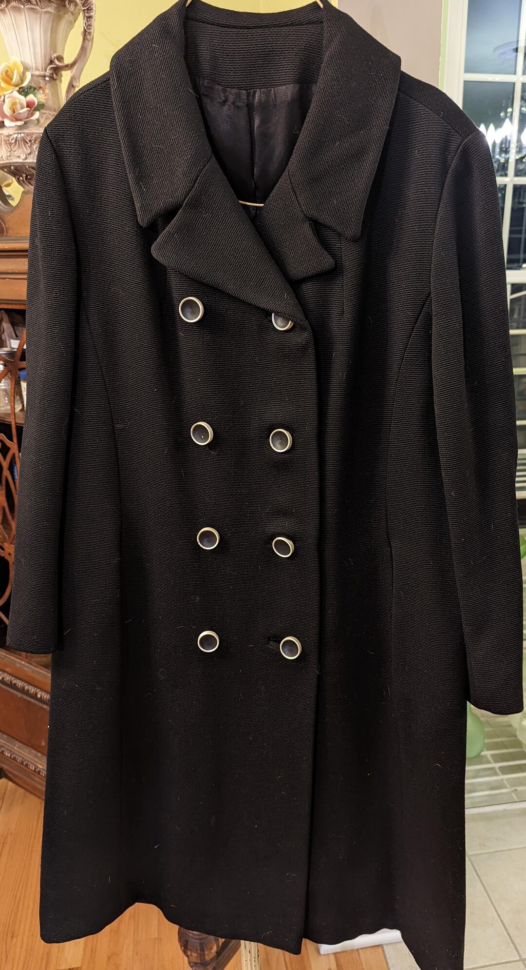 Vintage Black Double Breasted Blazer Wool Jacket M L