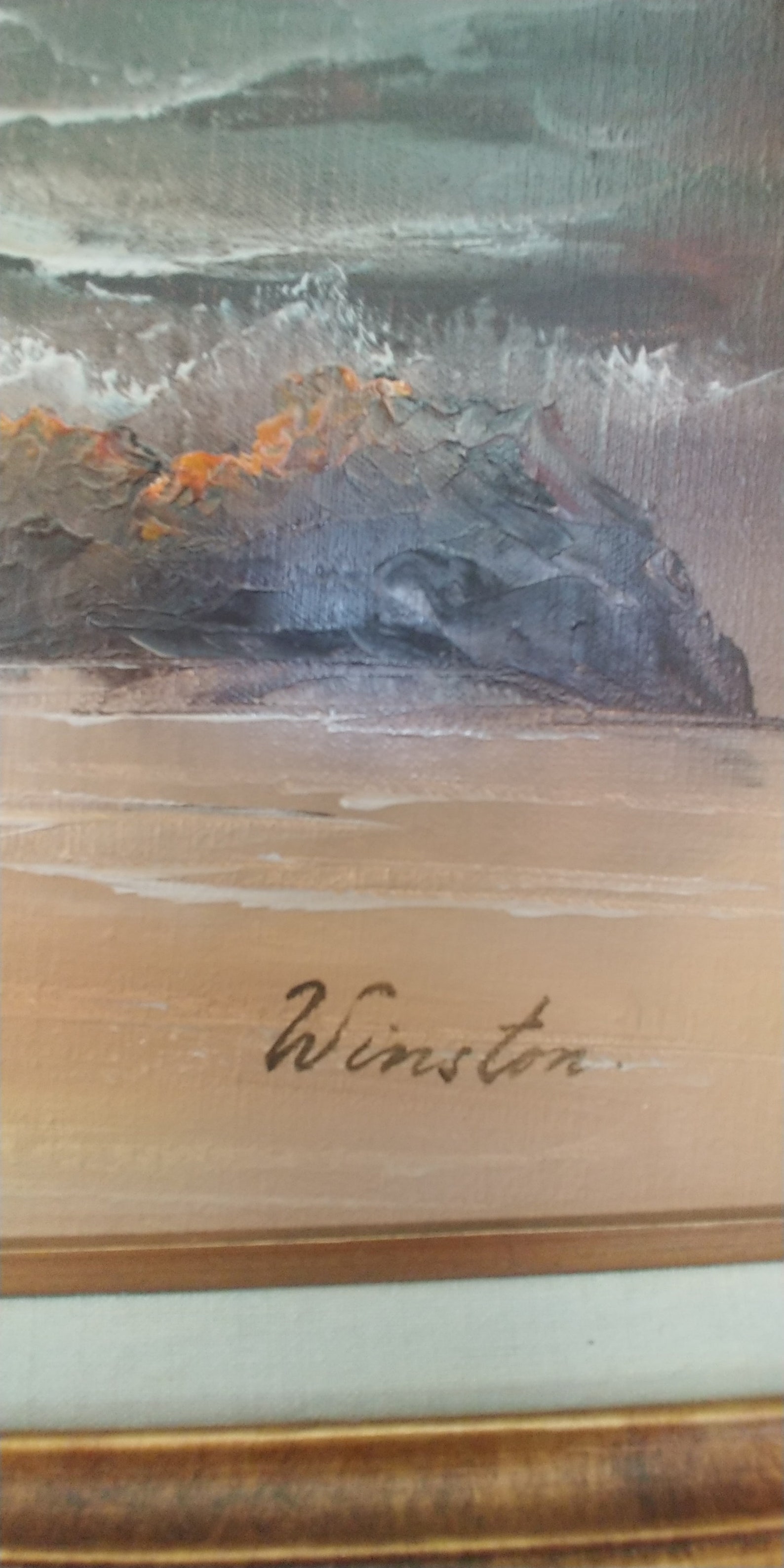 36 X 24 Vintage Canvas Signed Oil Painting Winston Etsy