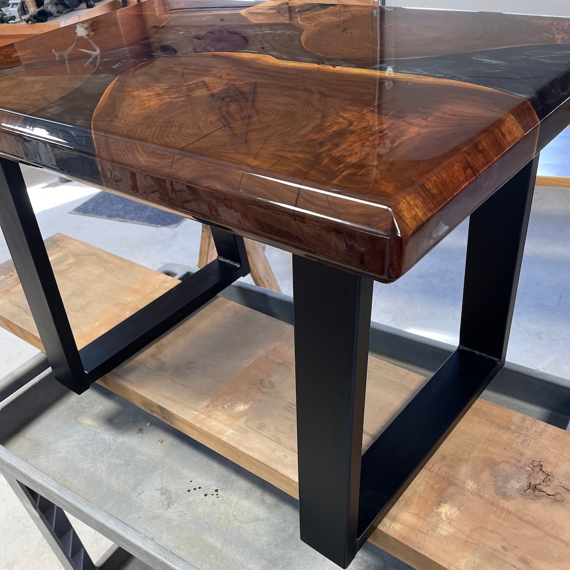 Epoxy Resin River Black Walnut Coffee Table Reclaimed Wood Coffee Table
