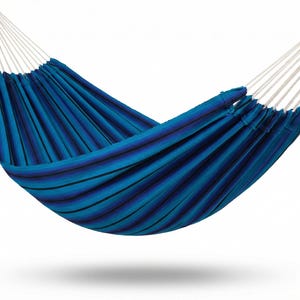 Fabric Hammock - Handwoven in Guatemala - Shades of Blue Large
