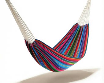 Handwoven Mayan Fabric Hammock – Multicolor Wool, Sedalina & Cotton