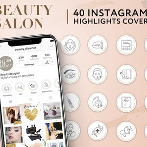 40 Beauty salon Highlight Icons | instagram highlights custom | instagram highlight icons | instagram highlights cover | gold story template