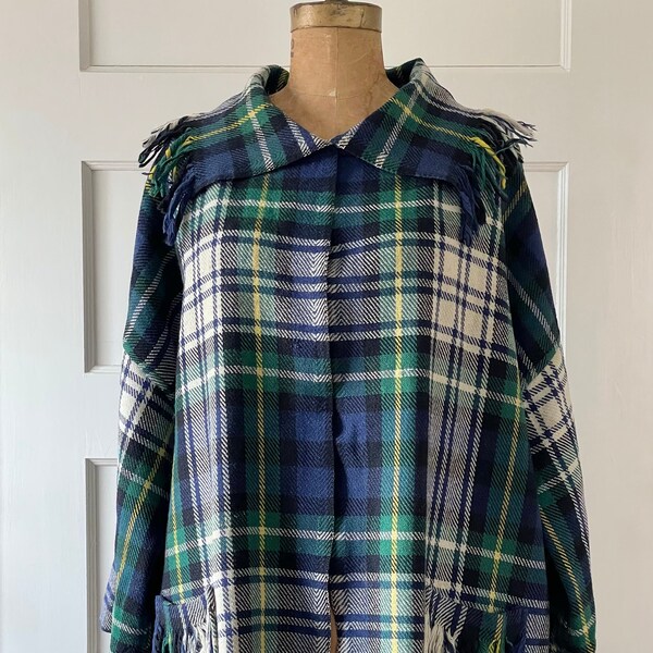 Vintage J.Jill Plaid Wool Blanket Jacket/Fall Plaid Jacket/Vintage Plaid Jacket/Women Plaid Jacket