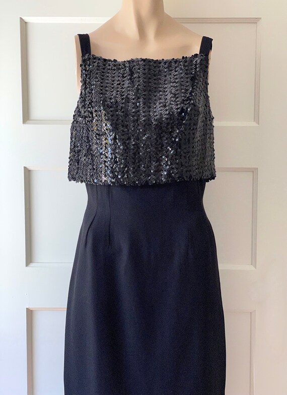 Vintage 60s Black Sequins Dress/60s Shelf Sequins… - image 8