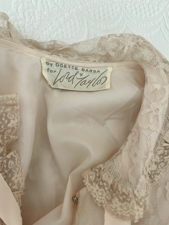 Vintage 60s Odette Barsa Lace Robe/Long Ecru Lace… - image 8