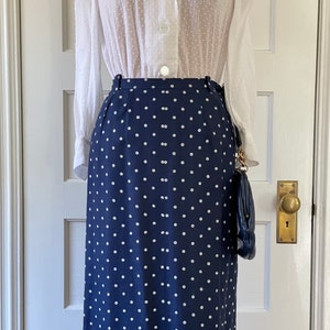 Vintage 80s Navy Polka Dot Pencil Skirt | Linen Skirt | 80s Women Pencil | Skirt Summer Skirt | Secretary Skirt | Made in Italy | S 6