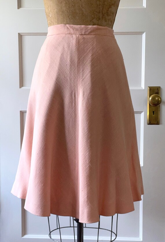 Vintage 70s Blush Peach Linen Skirt/A-Line Linen S