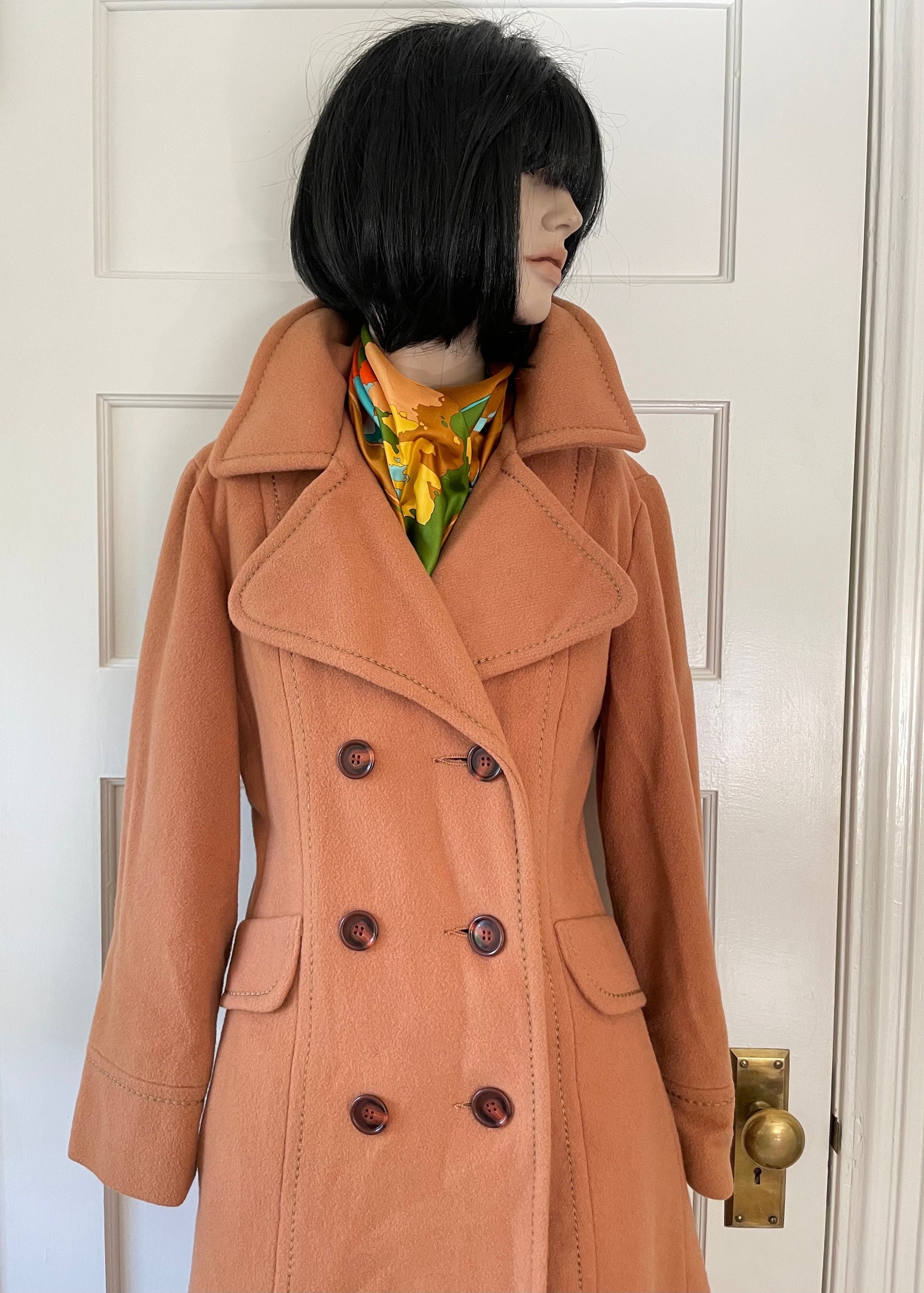classical lapel double breasted plain swing woolen coats