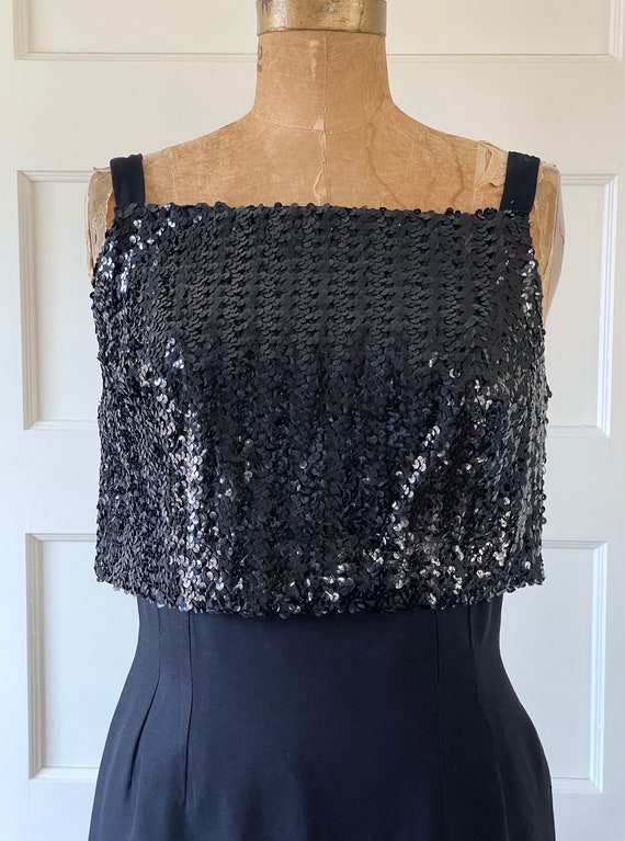 Vintage 60s Black Sequins Dress/60s Shelf Sequins 