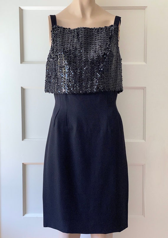 Vintage 60s Black Sequins Dress/60s Shelf Sequins… - image 7