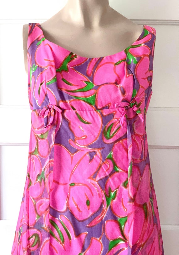 Vintage 60s Wiggle Silk Chiffon Dress/60s Chiffon 