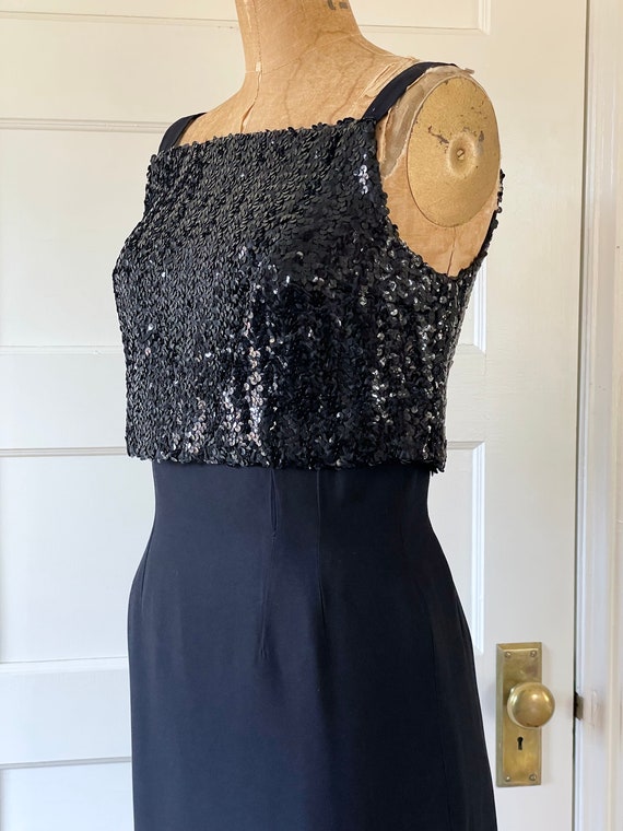 Vintage 60s Black Sequins Dress/60s Shelf Sequins… - image 3