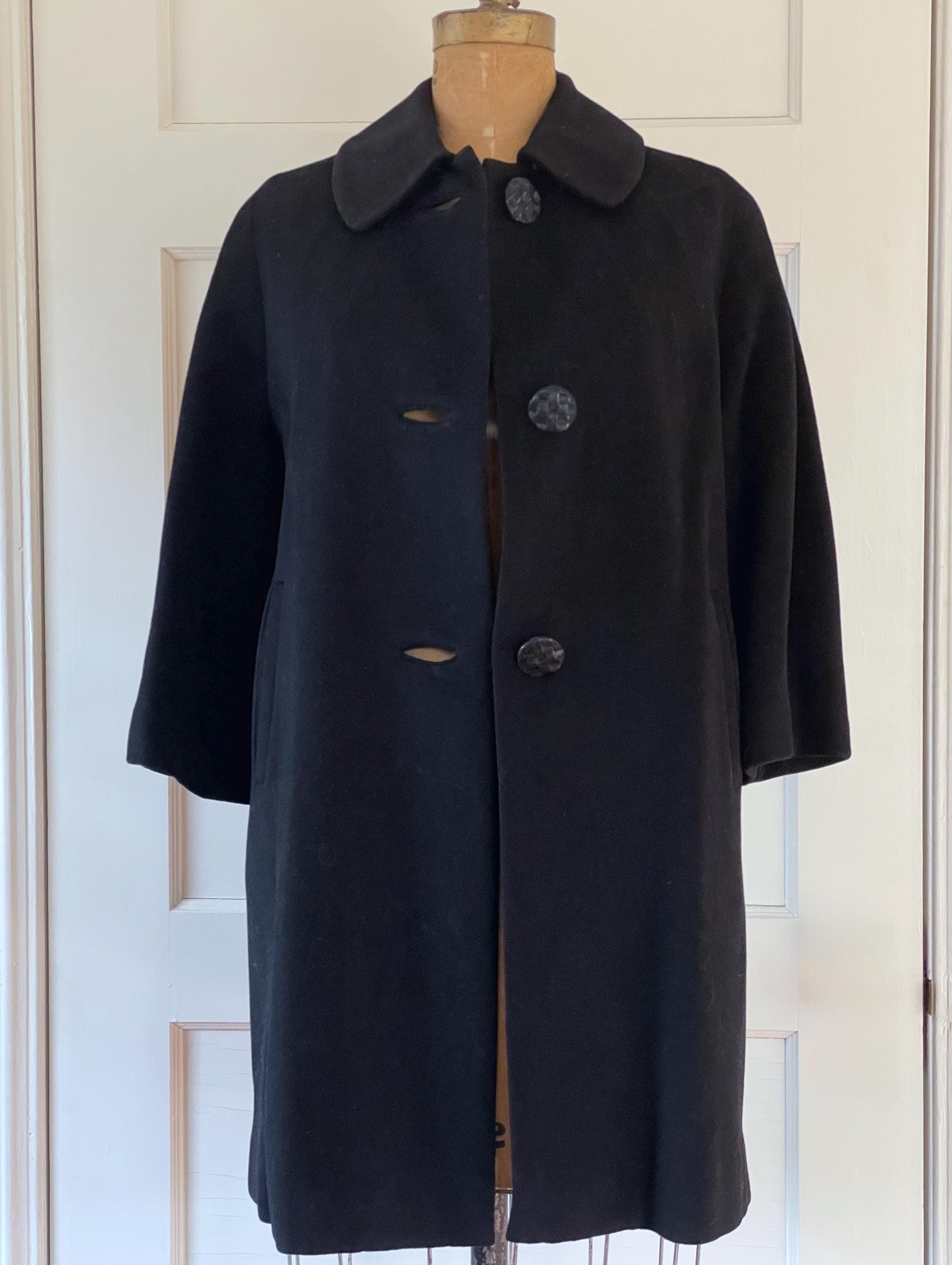 60年代ヴィンテージ レディース ブラック ウールコート | クラシック