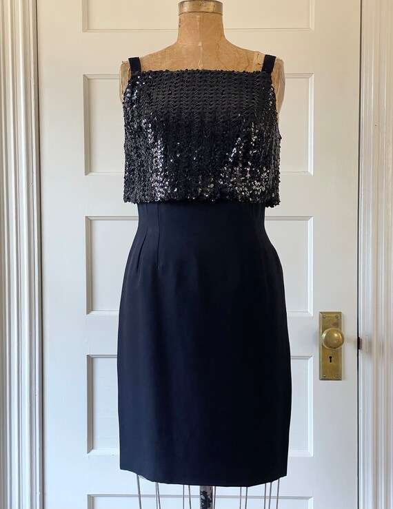 Vintage 60s Black Sequins Dress/60s Shelf Sequins… - image 2