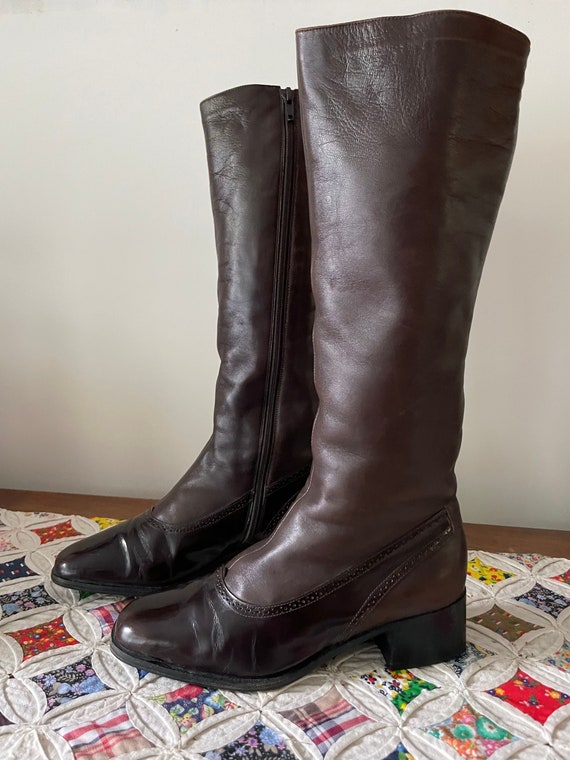 Vintage BALLY Brown Leather Boots/80s Fur Lined Le