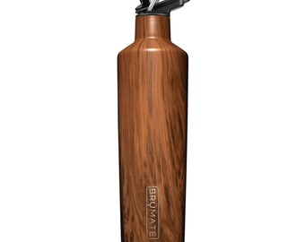 Custom Engraved Brumate Rehydration 25oz Bottle - Walnut Woodgrain - Insulated Stainless for Liquor & Spirits - Fifth Liquor Canteen / Water