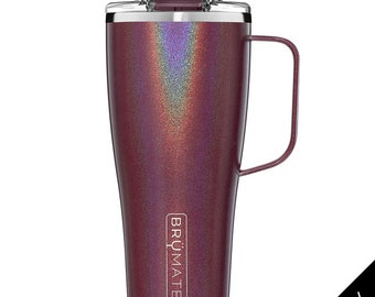 Custom Engraved Toddy XL 32 oz Leak Proof Mug - GLITTER MERLOT - Insulated Stainless for Coffee, Tea, Wine, Beer & Cocktails