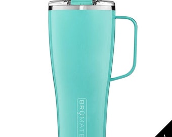 Custom Engraved Toddy XL 32 oz Leak Proof Mug - AQUA BLUE - Insulated Stainless for Coffee, Tea, Wine, Beer & Cocktails