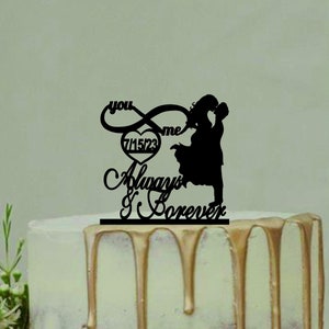 You and Me Always and Forever Couple Silhouette, Lesbian Wedding Cake Topper, Same Sex Wedding Cake Topper