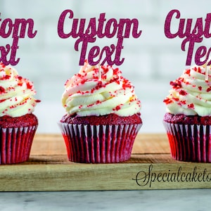 Cupcake Toppers personalizzati, Toppers Cupcake personalizzati, Toppers Cupcake di compleanno, Scelte alimentari con nome, Scelte alimentari personalizzate, Cupcakes con testo personalizzato