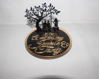 Anniversary Cake Topper, Personalized Cake topper, Custom Cake topper, Silhouette Cake Topper, 10th, 20th, 25th, 40th, 50th