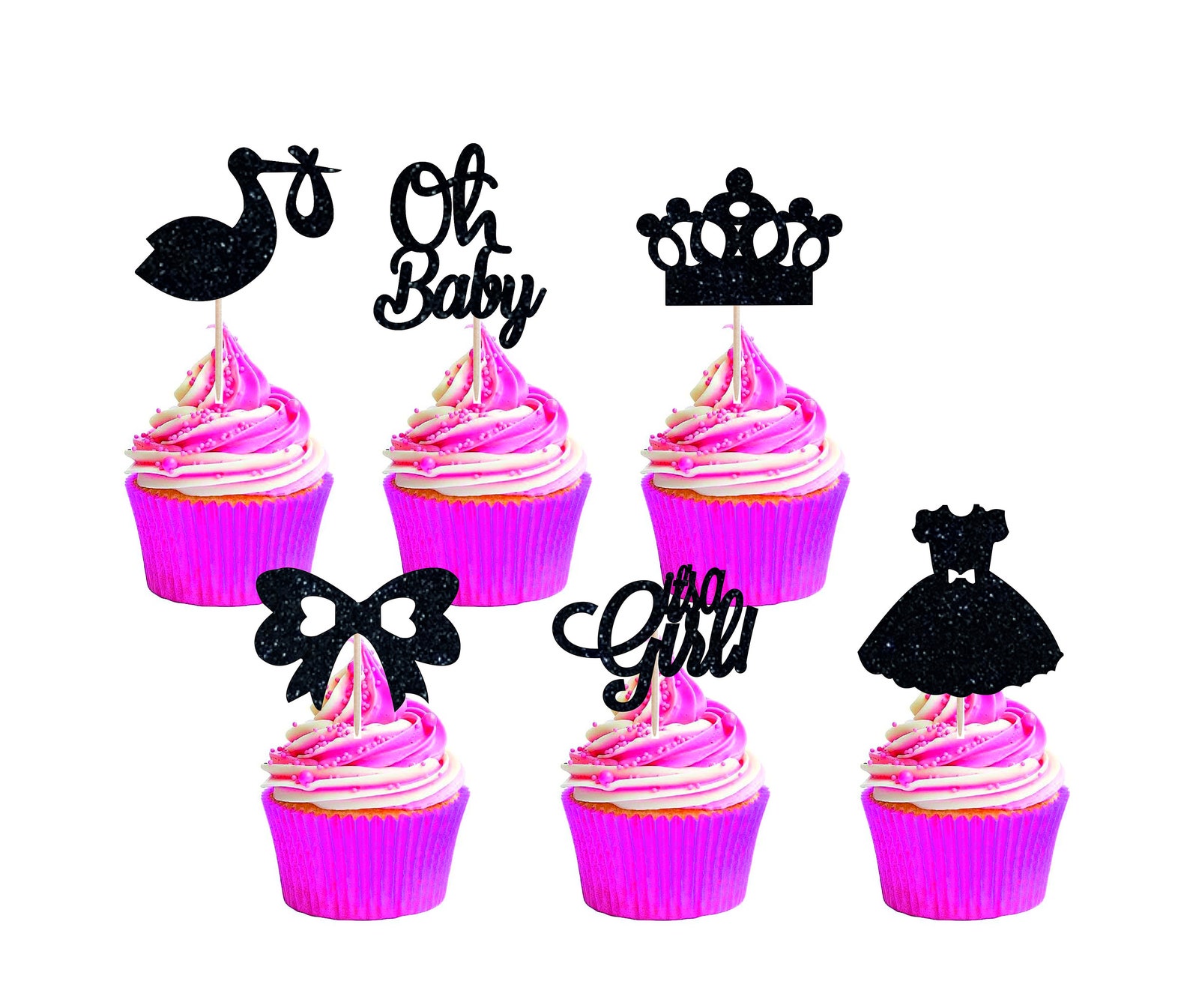 Oh Baby Cupcake Toppers It's a Girl Cupcake Toppers Cake Etsy