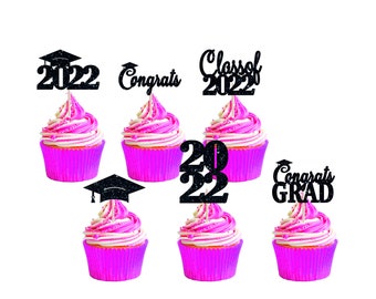 Graduation Cupcake Toppers 2022, Graduation Decorations 2022, Food Picks for Graduation Party Mini Cake Decor, Congrats Grad Party Supplies