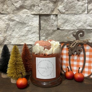 Pumpkin Spice Candle – Handmade Fall Candle with Whipped Topping, Cozy Autumn Scent, Holiday, Seasonal Gift