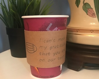 Customize coffee sleeve including graphics, cardboard eco friendly, 16-20 oz.