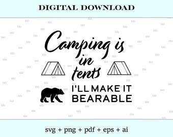 Camping In Tents - vector images for cricut and laser engraver etc, clipart, png, pdf, svg, eps, ai, digital download