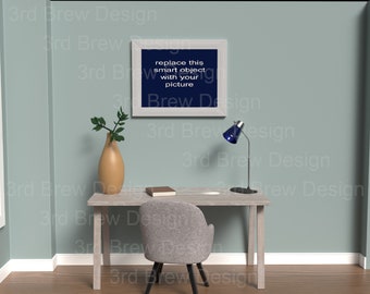 Home Office Photo Frame Mockup Scene - Landscape