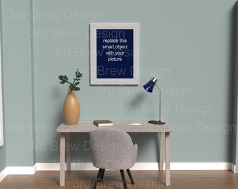 Home Office Photo Frame Mockup Scene - Portrait