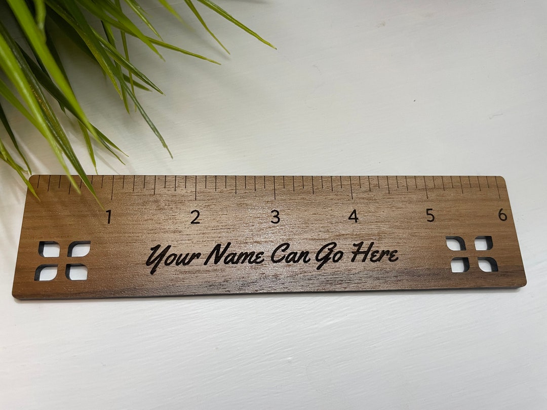 6 Inch Wood Personalized Ruler Walnut, Four Leaf Design - Etsy