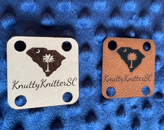 2 Inch Square Leather or Faux Leather Apparel Label Tags