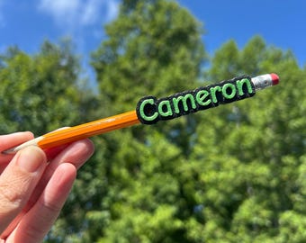 Personalized name pencil toppers