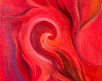 Red Swirly Abstract Art Painting - Original Oil Painting - 'Into Passion'