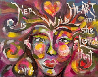 Woman's Face Art Painting | 'Wild Heart' | 14" x 11" Original Acrylic Painting on Canvas