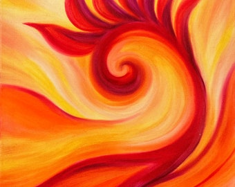 Colorful Swirls Art Painting - Original Oil Painting - 'Morning Crow'