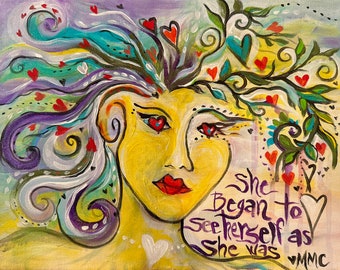 Woman's Face Art Painting | 'As She Was' | 14" x 11" Original Acrylic Painting on Canvas