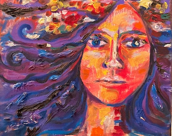 Floral Lady Art Painting - Original Oil Painting - 'Lady of the Flowers'