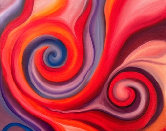 Colorful Swirls Art Painting - Original Oil Painting - 'Compassion In The Fire'
