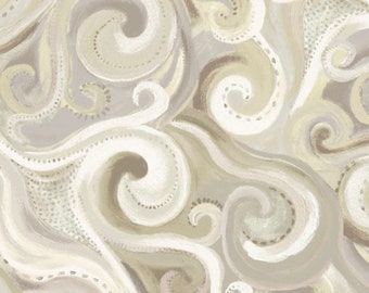 Northwind, Cream and White Swirl, In Motion, Fabric By Melissa Marie Collins for Windham Fabrics