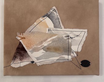 Formations #5 multi-media fiber art piece, for home or office, art, modern, boho