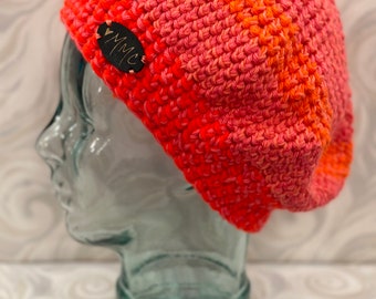 Orange and Pink, Slouchy Stocking Hat