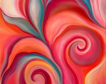 Colorful Swirls Art Painting - Original Oil Painting - 'Into The Fire'
