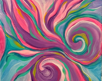 Colorful Swirls Art Painting - Original Acrylic Painting - 'Summer Living Swirl'