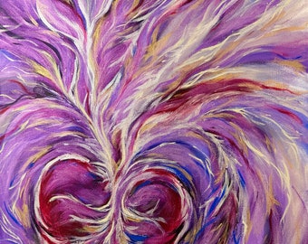 Purple Abstract Art Painting | 'Heart Encounter' | 16" x 20" Original Oil Painting on Canvas