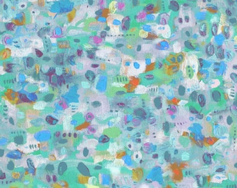 Aqua, Turquoise and Multi-colored Flurry, In Motion, Fabric By Melissa Marie Collins for Windham Fabrics