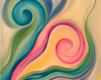 Colorful Swirls Art Painting - Original Oil Painting - 'Spring Comes'